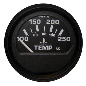 Faria Euro Black 2" Water Temperature Gauge (100-250°F) - Fishing Monsters