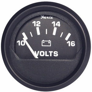 Faria Euro Black 2" Voltmeter (10-16 V) - Fishing Monsters