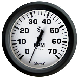 Faria Euro White 4" Tachometer 7000 RPM (Gas) (Outboards) - Fishing Monsters