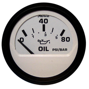 Faria Euro White 2" Oil Pressure Gauge (80 PSI) - Fishing Monsters