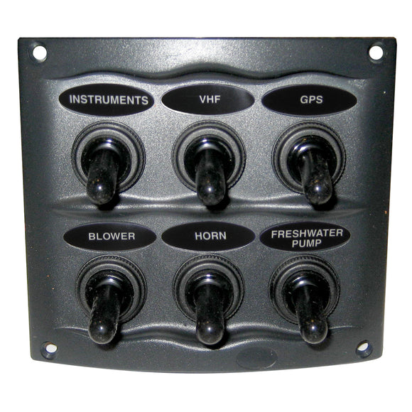 Marinco Waterproof Panel - 6 Switches - Grey - Fishing Monsters