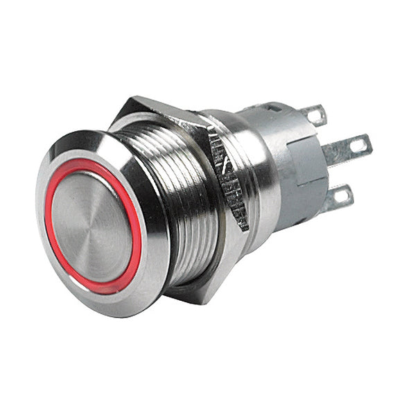 Marinco Push-Button Switch - 12V Momentary (On)/Off - Red LED - Fishing Monsters