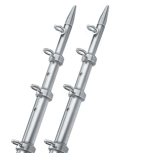 TACO 15' Silver/Silver Outrigger Poles - 1-1/8" Diameter - Fishing Monsters