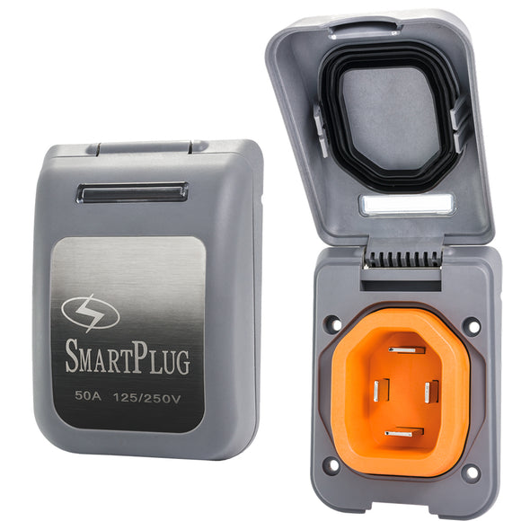 SmartPlug 50 AMP Male Non-Metallic Inlet Cover - Grey - Fishing Monsters