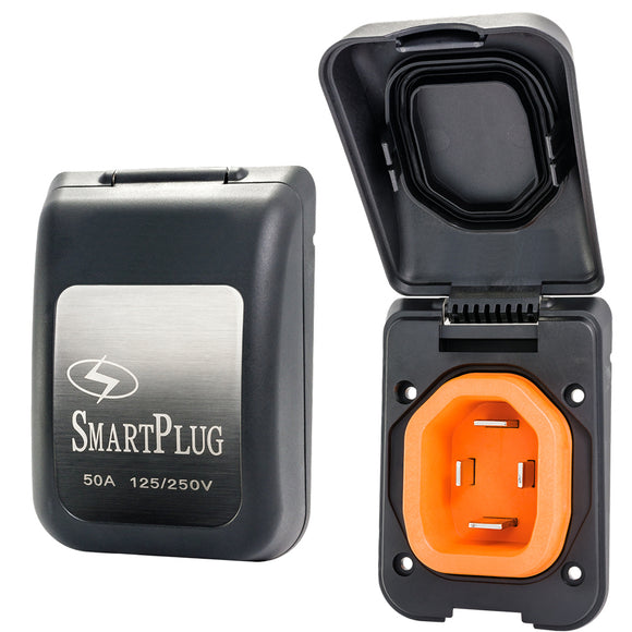 SmartPlug 50 AMP Male Non-Metallic Inlet Cover - Black - Fishing Monsters