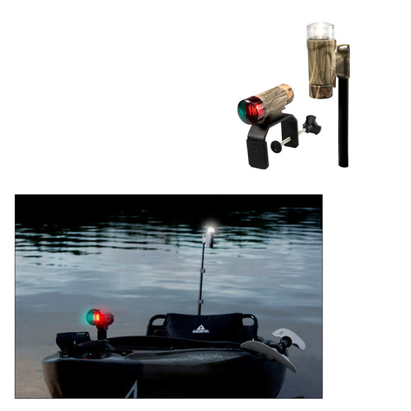 Attwood PaddleSport Portable Navigation Light Kit - C-Clamp, Screw Down or Adhesive Pad - RealTree® Max-4 Camo - Fishing Monsters