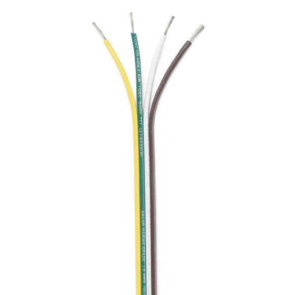 Ancor Ribbon Bonded Cable - 16/4 AWG - Brown/Green/White/Yellow - Flat - 100' - Fishing Monsters