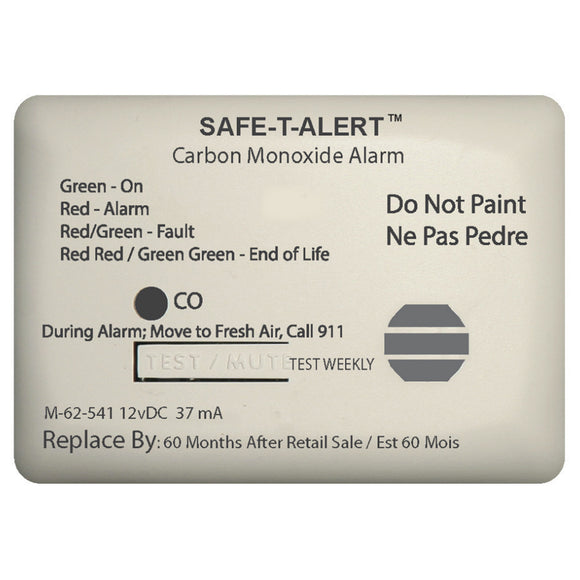 Safe-T-Alert 62 Series Carbon Monoxide Alarm - 12V - 62-541-Marine Surface Mount - White - Fishing Monsters