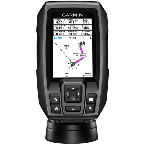 Garmin STRIKER™ 4 Fishfinder Worldwide Version w/77/200kHz - 4-Pin Transducer w/Transom & Trolling Motor Mounts - Fishing Monsters