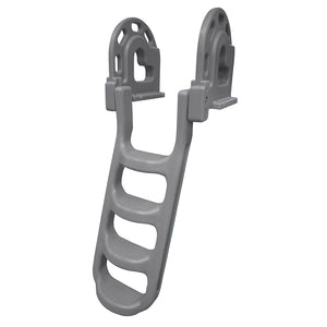 Dock Edge Stand-Off Flip-Up Polyethylene Roto Molded 4-Step Dock Ladder - Grey - Fishing Monsters