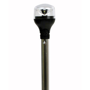 Attwood LightArmor All-Around Light - 20" Aluminum Pole - Black Vertical Composite Base w/Adapter - Fishing Monsters