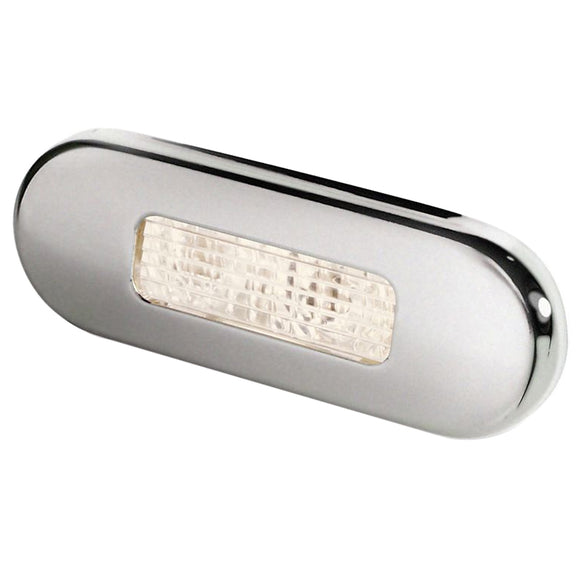 Hella Marine Surface Mount Oblong LED Courtesy Lamp - Warm White LED - Stainless Steel Bezel - Fishing Monsters