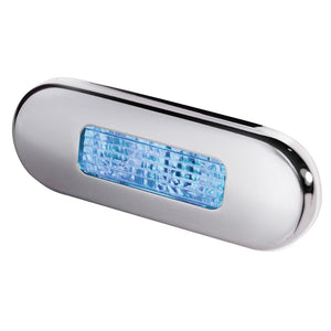 Hella Marine Surface Mount Oblong LED Courtesy Lamp - Blue LED - Stainless Steel Bezel - Fishing Monsters