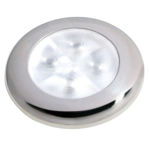 Hella Marine Slim Line LED 'Enhanced Brightness' Round Courtesy Lamp - White LED - Stainless Steel Bezel - 12V - Fishing Monsters