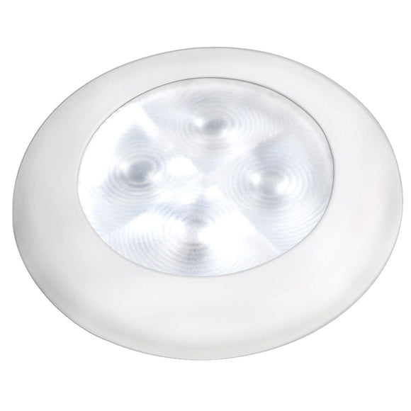 Hella Marine Slim Line LED 'Enhanced Brightness' Round Courtesy Lamp - White LED - White Plastic Bezel - 12V - Fishing Monsters