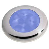 Hella Marine Slim Line LED 'Enhanced Brightness' Round Courtesy Lamp - Blue LED - Stainless Steel Bezel - 12V - Fishing Monsters