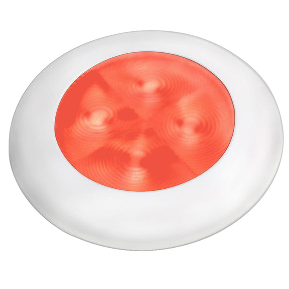 Hella Marine Slim Line LED 'Enhanced Brightness' Round Courtesy Lamp - Red LED - White Plastic Bezel - 12V - Fishing Monsters