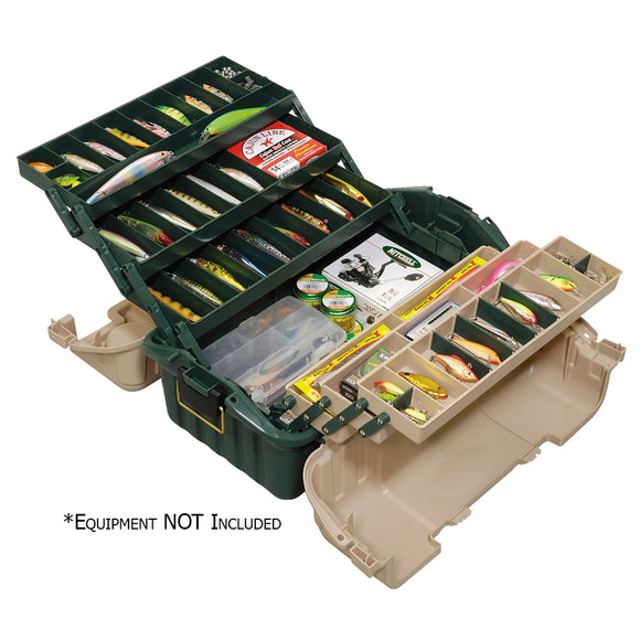 Plano Hip Roof Tackle Box w/6-Trays - Green/Sandstone - Fishing Monsters