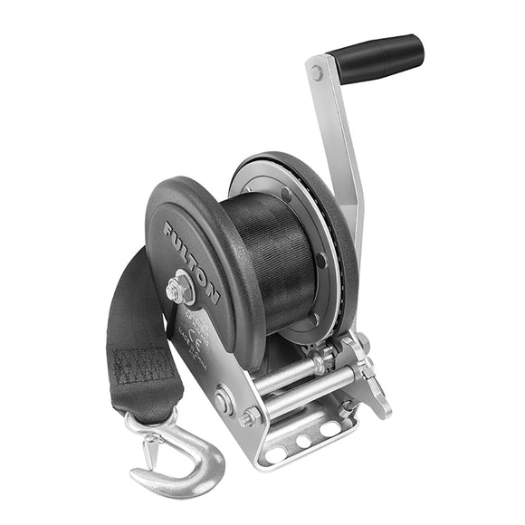 Fulton 1500lb Single Speed Winch w/20' Strap & Cover - Fishing Monsters