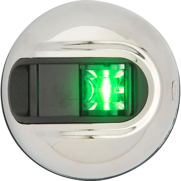 Attwood LightArmor Vertical Surface Mount Navigation Light - Starboard (Green) - Stainless Steel - 2NM - Fishing Monsters