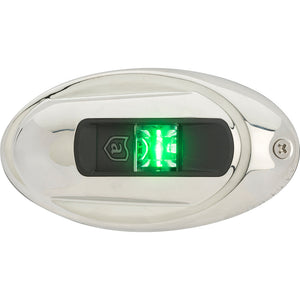 Attwood LightArmor Vertical Surface Mount Navigation Light - Oval - Starboard (green) - Stainless Steel - 2NM - Fishing Monsters