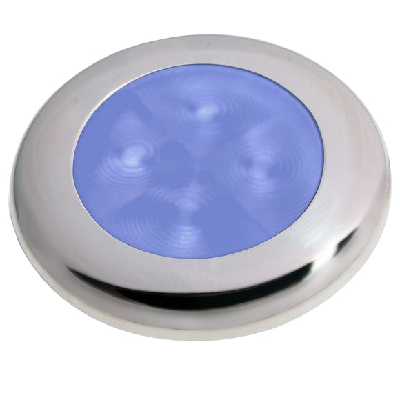 Hella Marine Polished Stainless Steel Rim LED Courtesy Lamp - Blue - Fishing Monsters