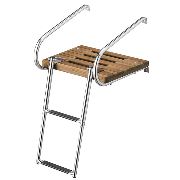 Whitecap Teak Swim Platform w/2-Step Telescoping Ladder f/Boats w/Inboard/Outboard Motors - Fishing Monsters