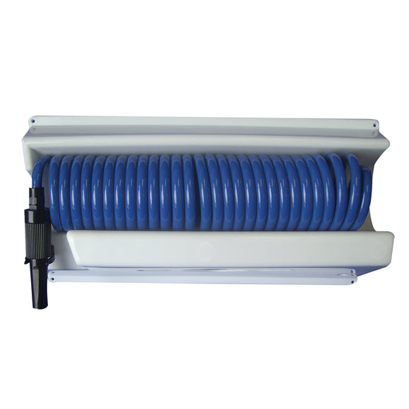 Whitecap 25' Blue Coiled Hose w/Mounting Case - Fishing Monsters