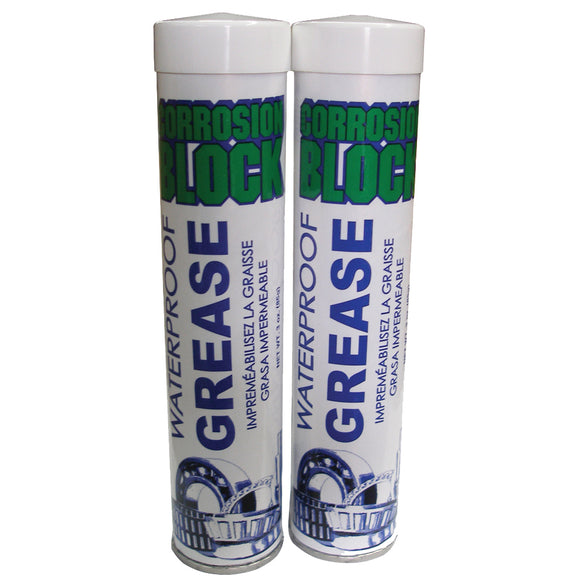 Corrosion Block High Performance Waterproof Grease - (2) 3oz Cartridges - Non-Hazmat, Non-Flammable & Non-Toxic - Fishing Monsters