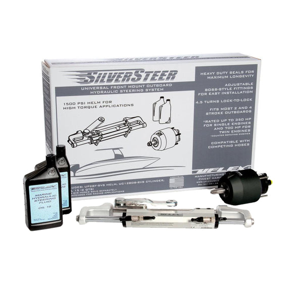 Uflex SilverSteer™ Universal Front Mount Outboard Hydraulic Steering System w/ UC128-SVS-1 Cylinder - Fishing Monsters