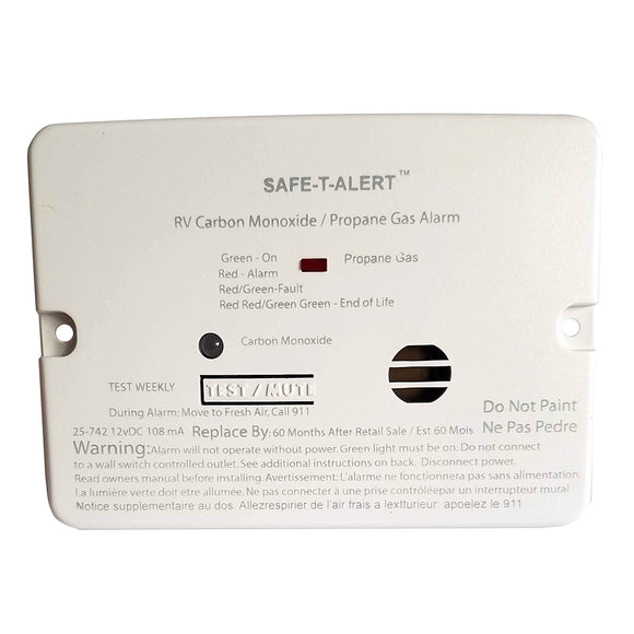 Safe-T-Alert Combo Carbon Monoxide Propane Alarm - Flush Mount - Mini - White - Fishing Monsters