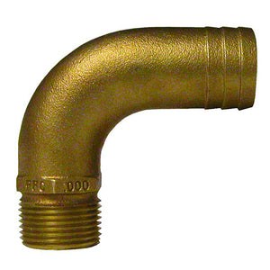 GROCO 1/2" NPT x 3/4" ID Bronze Full Flow 90° Elbow Pipe to Hose Fitting - Fishing Monsters