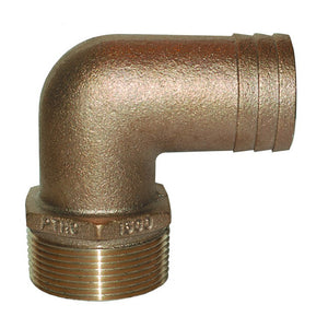 GROCO 3/4" NPT x 3/4" ID Bronze 90 Degree Pipe to Hose Fitting Standard Flow Elbow - Fishing Monsters