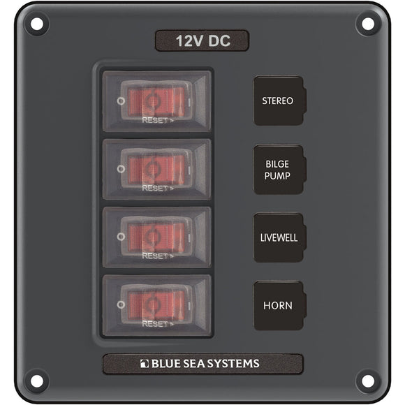 Blue Sea 4320 Circuit Breaker Switch Panel 4 Position - Gray - Fishing Monsters