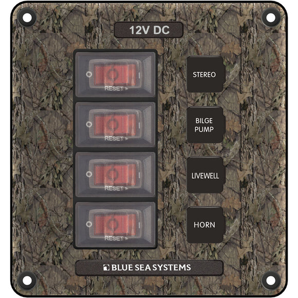 Blue Sea 4323 Circuit Breaker Switch Panel 4 Position - Camo - Fishing Monsters