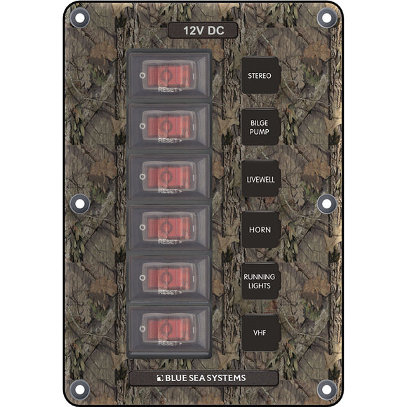 Blue Sea 4325 Circuit Breaker Switch Panel 6 Position - Camo - Fishing Monsters