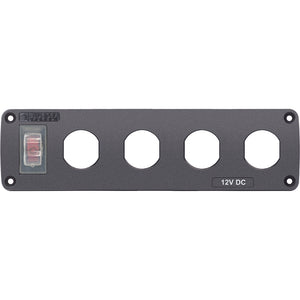 Blue Sea Water Resistant USB Accessory Panel - 15A Circuit Breaker, 4x Blank Apertures - Fishing Monsters