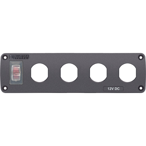 Blue Sea Water Resistant USB Accessory Panel - 15A Circuit Breaker, 4x Blank Apertures - Fishing Monsters