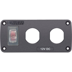 Blue Sea 4364 Water Resistant USB Accessory Panel - 15A Circuit Breaker, 2x Blank Apertures - Fishing Monsters