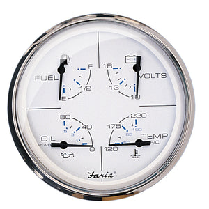 Faria Chesapeake White SS 5" Multifunction Gauge - Fishing Monsters