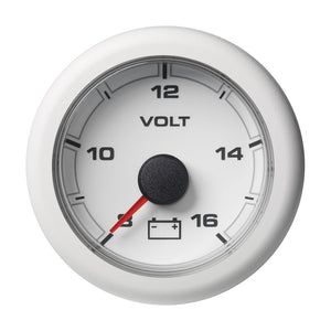 Veratron 52MM (2-1/16") OceanLink Battery Voltage Gauge - 8 to 16V - White Dial & Bezel - Fishing Monsters