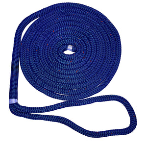 New England Ropes 3/8" Double Braid Dock Line - Blue w/Tracer - 15' - Fishing Monsters