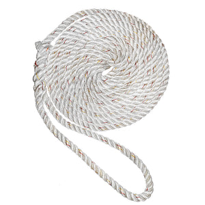 New England Ropes 5/8" Premium 3-Strand Dock Line - White w/Tracer - 15' - Fishing Monsters