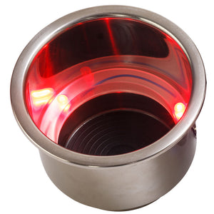 Sea-Dog LED Flush Mount Combo Drink Holder w/Drain Fitting - Red LED - Fishing Monsters