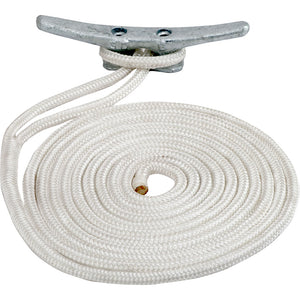 Sea-Dog Double Braided Nylon Dock Line - 1/2" x 20' - White - Fishing Monsters