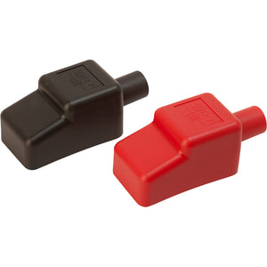 Sea-Dog Battery Terminal Covers - Red/Back - 1/2" - Fishing Monsters