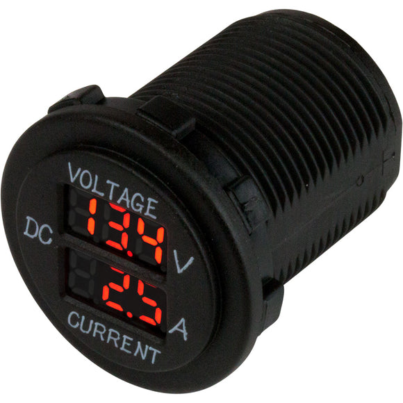 Sea-Dog Round Voltage & Amp Meter - 6V-30V & 0 Amp - 10 Amp Meter - Fishing Monsters