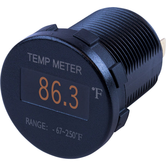 Sea-Dog Round OLED Temperature Meter Fahrenheit w/6' Lead - Fishing Monsters