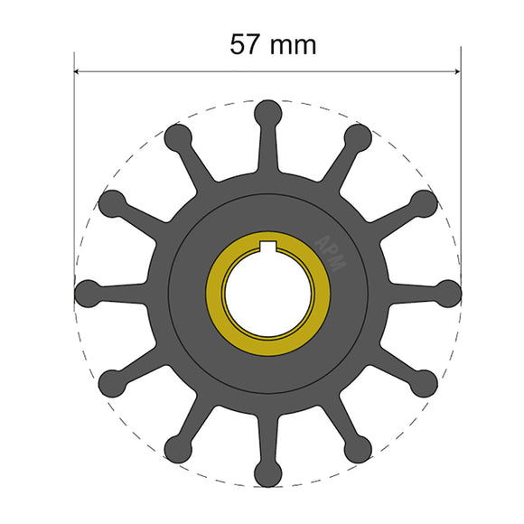 Albin Group Premium Impeller Kit 57 x 12.7 x 20mm - 12 Blade - Key Insert - Fishing Monsters