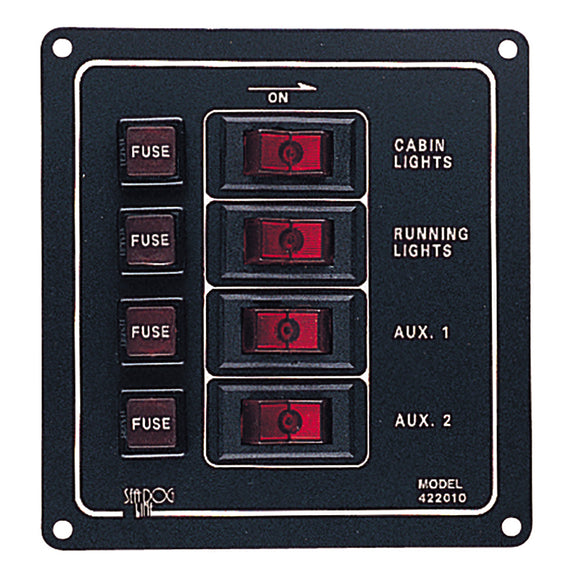 Sea-Dog Aluminum Switch Panel - Vertical - 4 Switch - Fishing Monsters